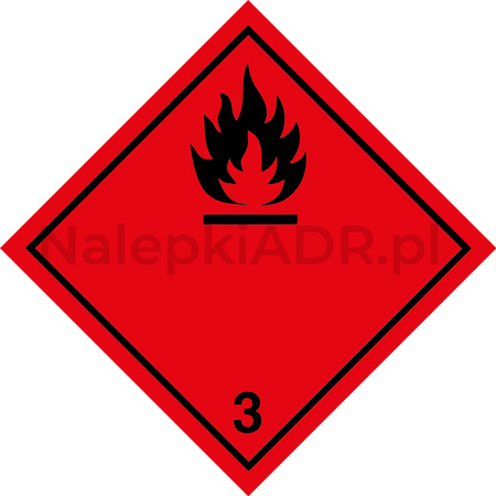 Nalepka ADR nr 3 (klasa 3) Materiały ciekłe zapalne - 25x25cm