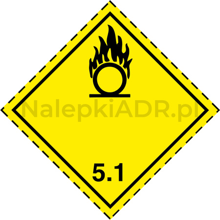 Nalepka ADR nr 5.1 - klasa 5.1 - Materiały utleniające - 25x25cm