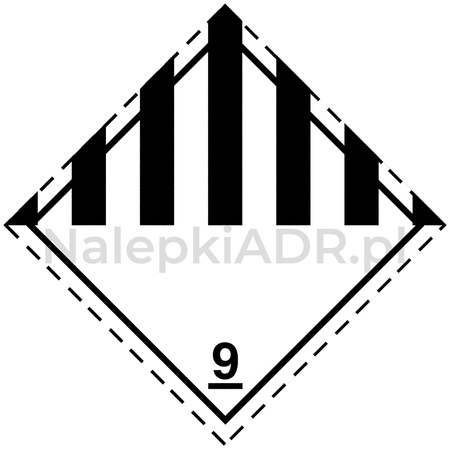 Nalepka ADR nr 9 - klasa 9 - Różne materiały i przedmioty niebezpieczne - 25x25cm