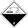 Nalepka ADR nr 8 - klasa 8 - Materiały żrące (FOLIA) 5x5cm (rolka po 500 sztuk nalepek)